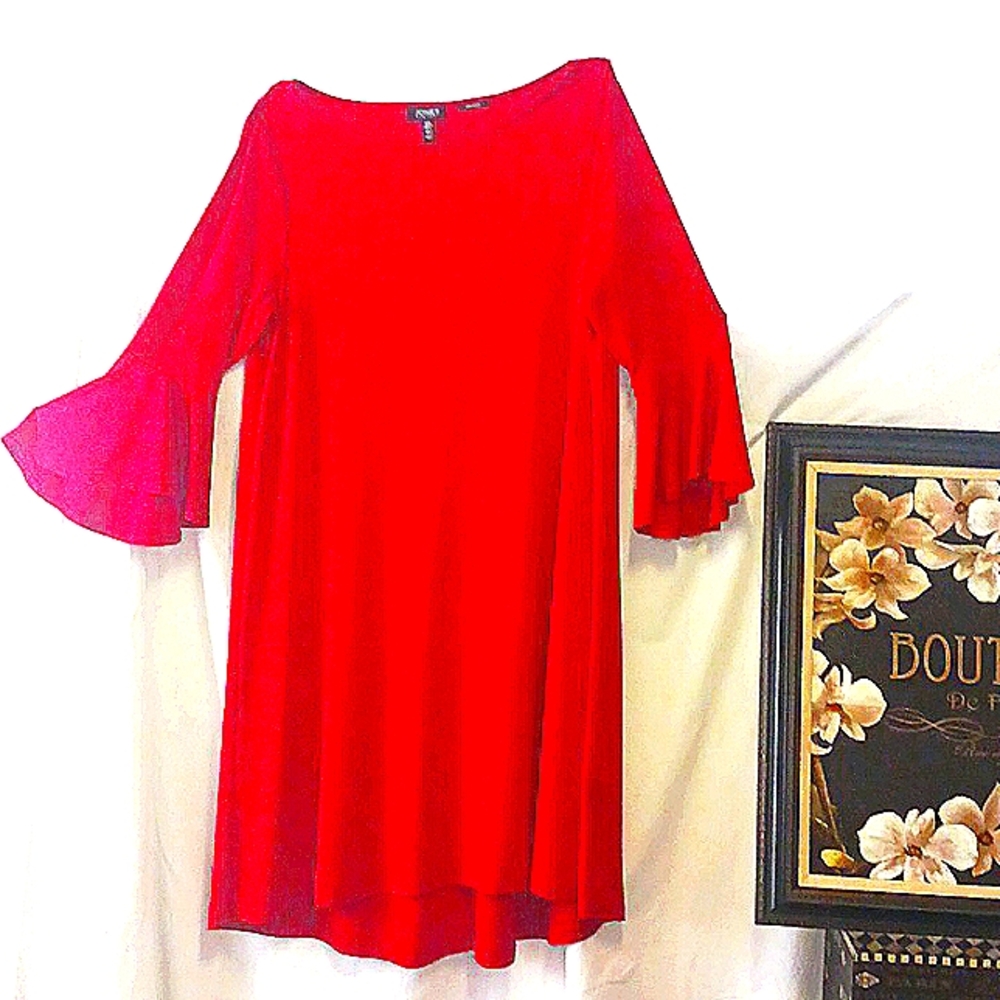 Jones New York Red Bell Sleeve Tent Dress  Size XL